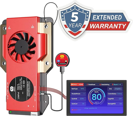 DALY BMS 12V 4S 250A Display - Smart BMS with 4.3 Inch LCD Touch Screen WiFi Bluetooth Module Supports RS485 CAN for 12V LiFePO4 RV Campers Boating Overlanding Home Energy
