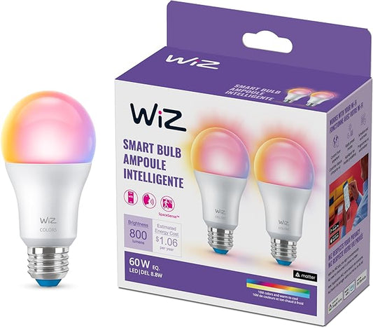 WiZ 60W Color LED Smart Bulb 2-Pack + WiZ Remote Control for WiZ WiFi Products - Smart Lighting Bundle