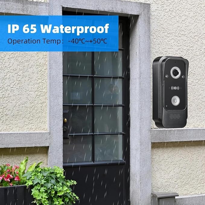 ANJIELO SMART Wired Video Intercom System Tuya WiFi 7 Inch Touch Screen 1080P Doorbell Intelligent Tuya APP Intercom Kit with 3 in 1 Unlock Motion Detection,Anti-Tamper Alarm,32G (1 Bell+2 Monitor)