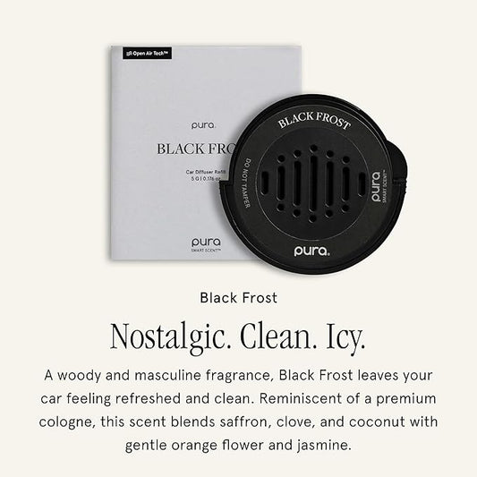 Pura Car Scent Refill - Fragrance for Pura Car Diffuser - Clean & Safe Luxury Diffuser Scent - Long-Lasting Fragrance for 30 Days of Aroma - Spring & Summer Household Essential - Black Frost