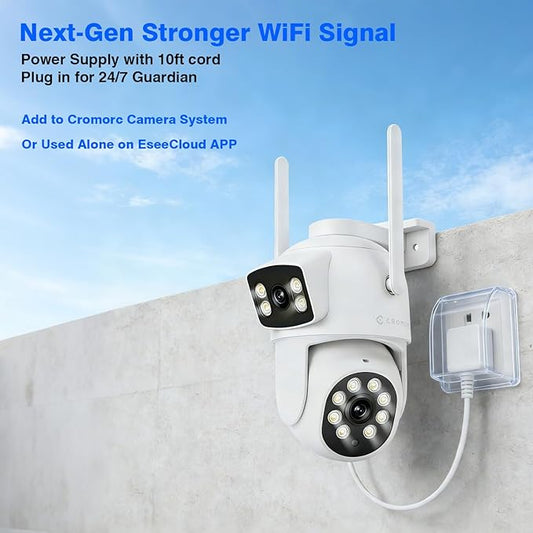 WiFi Security Camera 4MP, Dual Lens View, Pan Tilt Fixed, Indoor Outdoor, Humanoid Motion Detection, Auto Tracking, 2-Way Audio, IP66 Waterproof Spotlight Siren Alarm, Full Color Night Vision