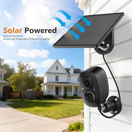 2K Security Camera Wireless Outdoor,Solar Powered WiFi Cameras for Home Security with Motion Detection,Color Night Vision(Spotlight),Instant Alert,2-Way Audio,Siren&SD/Cloud Storage,IP65,2.4GHz,2 Pack