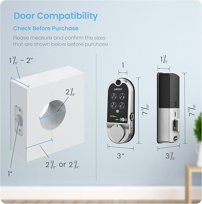 (Refurbished) Lockly Vision Smart Lock with Camera, Video Doorbell Keyless Entry Door Lock Wi-Fi, PIN Genie Keypad, Fingerprint, Auto Lock, Remote Control, Easy Installation, No Monthly Fee