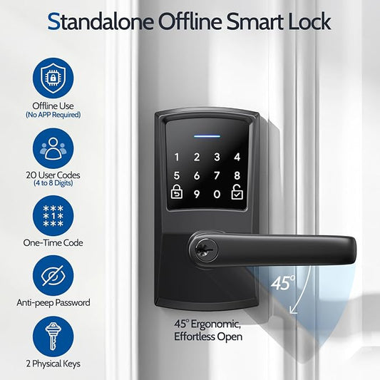 Keypad Door Lock with Handle, Keyless Entry Digital Code for Front Door