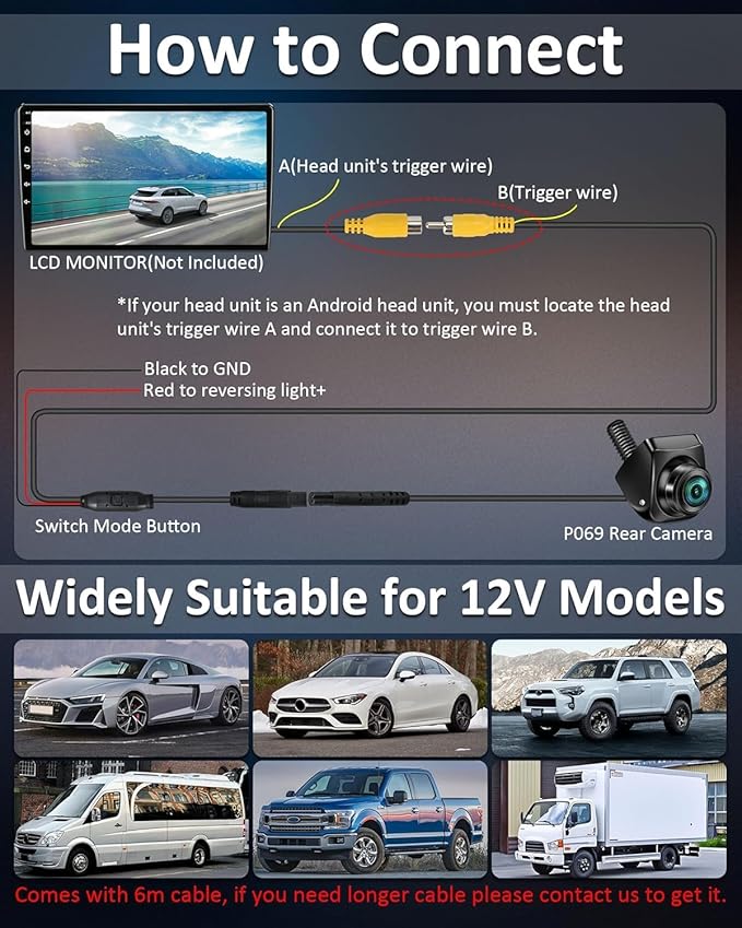 【4 Signal Modes】Backup Camera 360°+45°Rotatable Back up Camera Supports AHD 1080P/720P/NTSC/PAL Models RearView Reverse Camera for Car Truck Super Night Vision IP69K Parking Assist 170° Angle 12V-24V