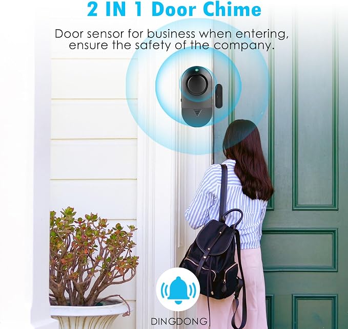 120DB High Decibel Door Window Alarms for Home Security, Toddler Child Safety Entry Open Alert Door Chime, Anti Intrusion Sensor for Household Store Apartment Garage, 10 Pack Black