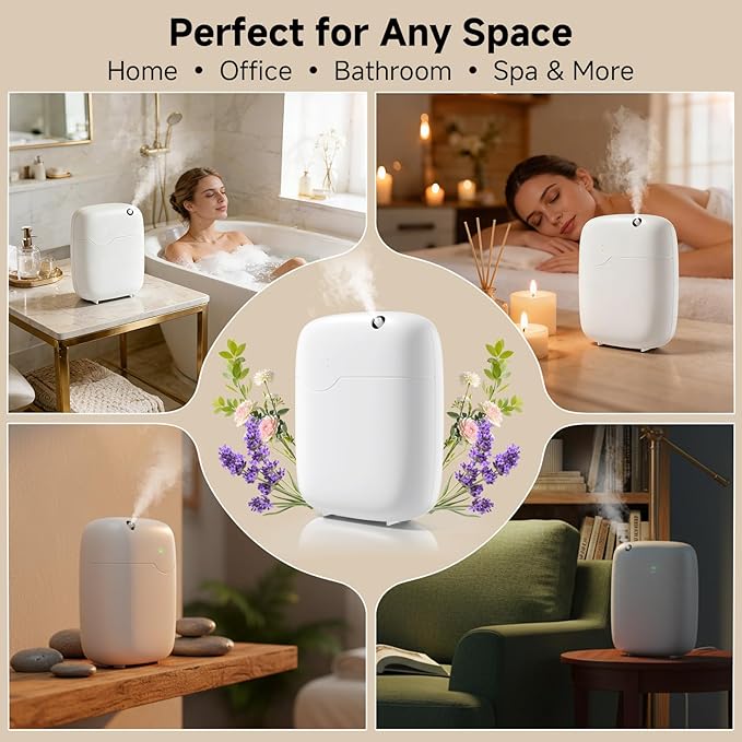 Waterless Essential Oil Diffuser - 3000 Sq.Ft Coverage, Whole-House Scent Diffuser Machine for Aromatherapy, 400ml Capacity, App Control Cold Air Oil Diffusers for Home Hotel Large Room Office Gifts