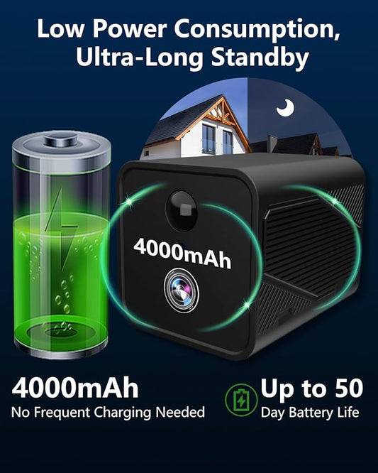 Mini Camera, 4K Small Camera Wireless with 940nm Night Vision, Low Power – Up to 50 Days of Use, 30-Day Cloud Storage Trial + Local Storage, No Monthly Fee(Black)