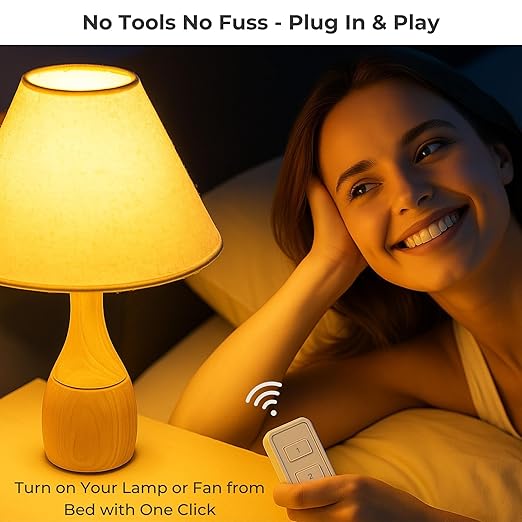 LoraTap Remote Control Outlet, On Off Light Switch with Wall Plate - Wireless Control 2 Plugs from 100ft, No WiFi Needed, Ideal for Lamps, Fans, Small Appliances(1 Remote + 2 Outlets)
