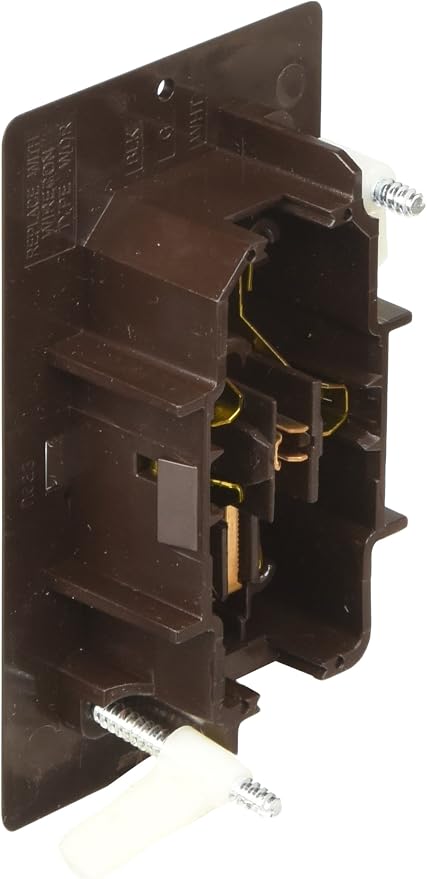 RV Designer AC Self-Contained Dual Outlet with Cover Plate S815 - 15 Amp 125 VAC Power Outlet Receptacle for RVs & Motorhomes - Brown - Safe & Simple Design - Dual Slots - OEM Use