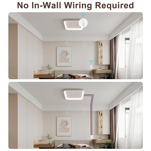 NineLeaf Wireless Light Switch and Receiver Kit,1300FT RF Range,No Wiring,No Interference,Programmable & Expandable Remote Control Wall Switch for Ceiling Light, Fans, Lamps
