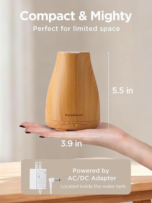 InnoGear Essential Oil Diffuser, Ultrasonic Diffusers for Home Aromatherapy Humidifier for Mother's Gift Bedroom Room 7 Colors LED 2 Mist Mode Auto Off, Yellow
