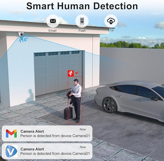 Anpviz 4MP PoE IP Camera, Turret Security IP Camera Outdoor Indoor Wired, AI Human Motion Detection, 100FT Smart Dual Light Color Night Vision, Built-in Mic, 2.8mm Lens, NDAA Compliant (U Series)