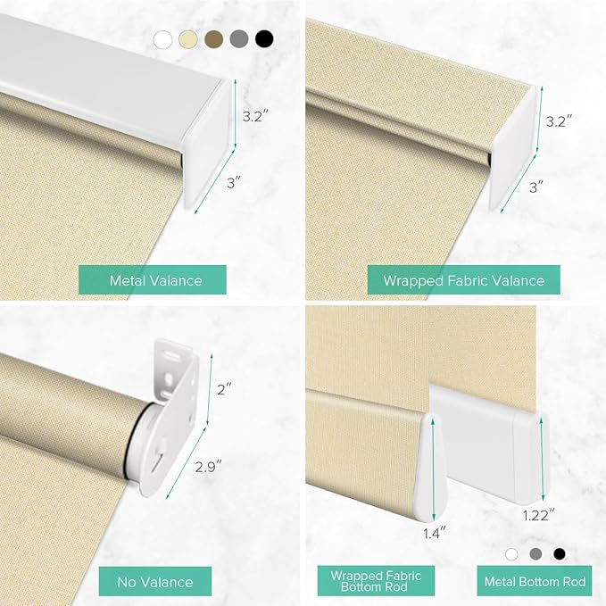 Motorized Roller Shades, Light Filtering Remote Control Custom Window Shades Compatible with Alexa Google Assistant via RF Hub, Rechargeable Electric Blinds for Windows (Beige)