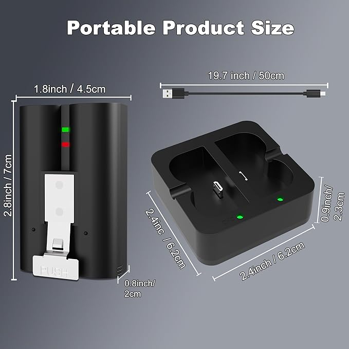 Lesaps 2-Pack Replacement Battery for Ring Doorbell - 7200mAh Rechargeable Camera Batteries with Charger Station for Ring Video Doorbell 2/3/3 Plus/4, Spotlight Cam, Stick Up Cam