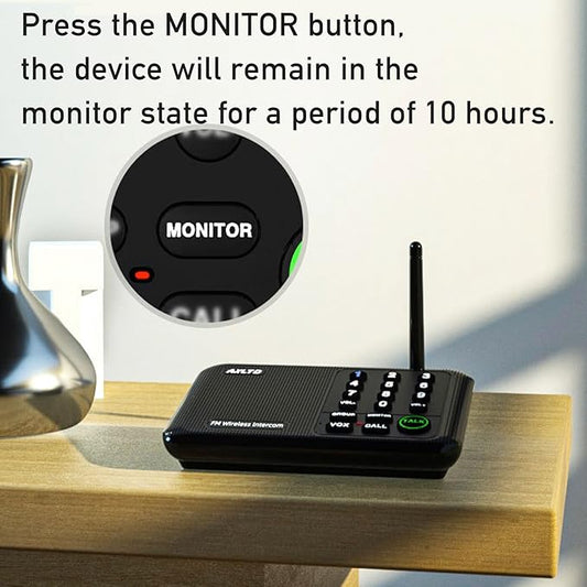 Generic Wireless Intercom System, 3 Units Set Intercoms for Home House Business Office Audio Intercom Communication, 10 Channel, 2 Mile Range 3 Stations with Monitor Function