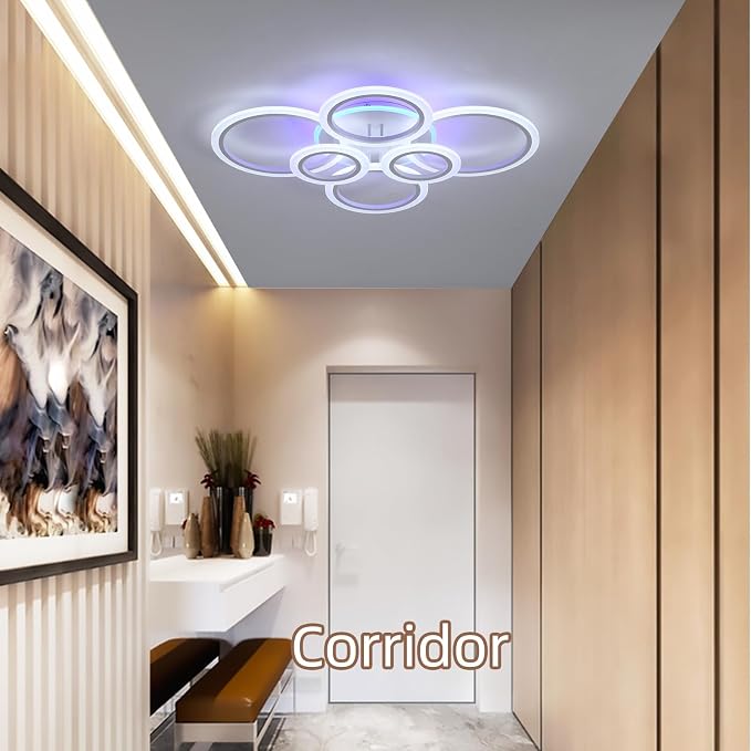 70W Modern Flush Mount Ceiling Light, Dimmable Remote, White | 4200LM Brightness, Adjustable 3000-6000K Lighting, Ideal for Living Room, Bedroom & Kitchen