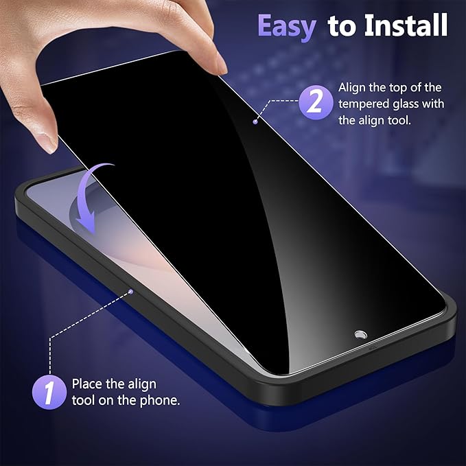 Asstar 2 Pack for Samsung Galaxy S26 Privacy Screen Protector, 25° Anti Spy 9H Tempered Glass for S26, Fingerprint Unlock Support, Full Coverage, Case Friendly, Easy Install, Anti-Scratch
