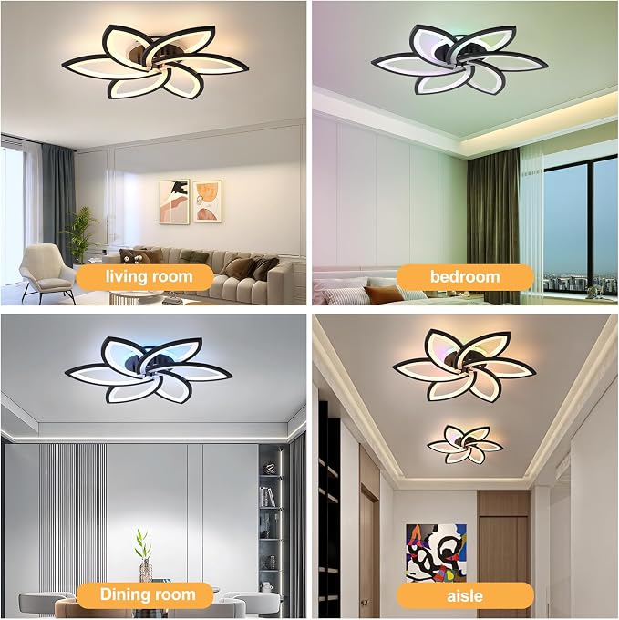 LED Ceiling Light, 50W RGB Flower Flush Mount Light with Remote | Dimmable RGB Ceiling Light with Remote, Independent RGB Backlight, 3000K-6000K, 3000LM Modern Lamp for Bedroom Living Room