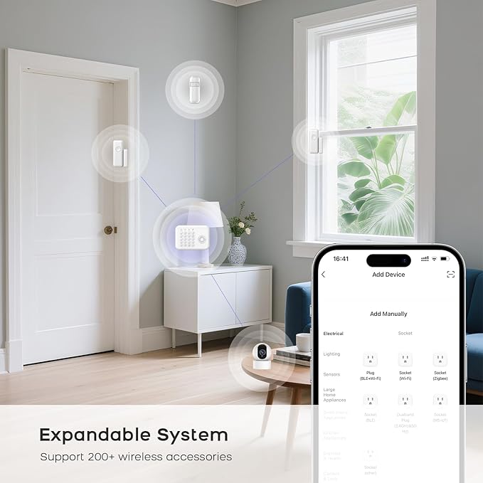 Alarm System for Home Security,WiFi+GSM/4G Compatible with Alexa Home Alarm System,17 Piece DIY Kit No Monthly Fees with Instant App Alerts,SOS Button,Smart Life or Tuya for Apartment,Kids Safety