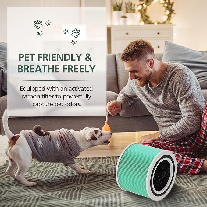 Core 300 Toxin Absorber Replacement Filter for LEVOIT Core300-P Core 300 VortexAir Air Purifier, 3-in-1 Activated Carbon, Core 300-RF-TX, 2 Pack, Green