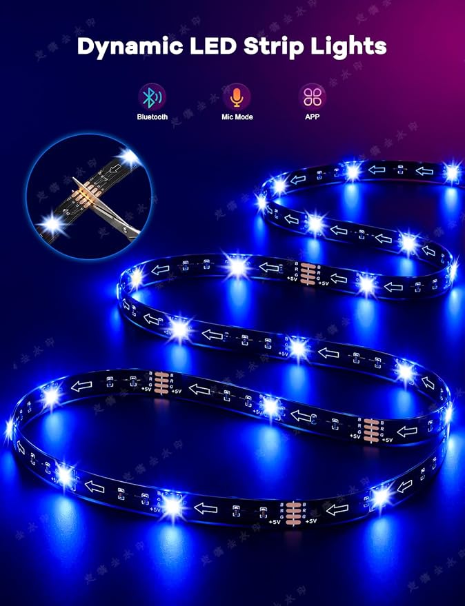 MATICOD LED Lights for TV, 13.1ft TV Lights for 45-60in, Music Sync Color Changing Tv Backlight with Bluetooth Smart App Remote Control, USB Powered RGB 5050 RGB Strip Light for Xmas Decor