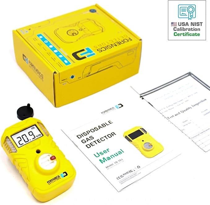 Oxygen Detector | OSHA Alarms | 2-Year Battery Life | 10ft Drop Test Pass | IP67 Waterproof | USA NIST Calibrated