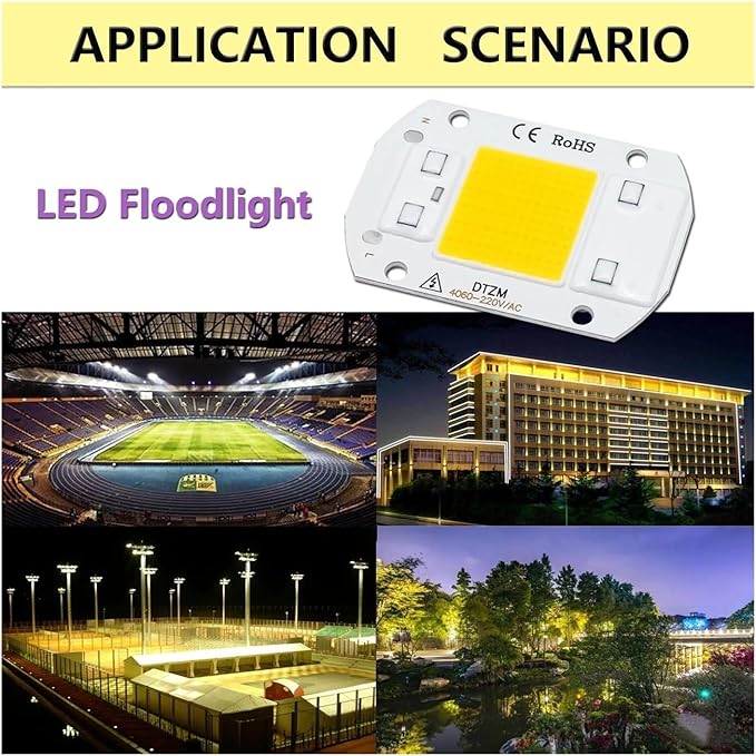 5pcs A Lot 50W AC220V LED COB Chip Engine Smart IC Chips for DIY LED Floodlight Spotlight Lamp(Warm White 3000k)