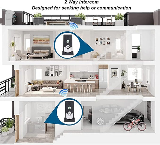 Wireless Intercom Doorbells, Adjustable Voice Intercom Home Smart 2 Way Talk Doorbell, Electronic Doorbell for Hospitals, Hotels, Factories, Teahouses (Black)