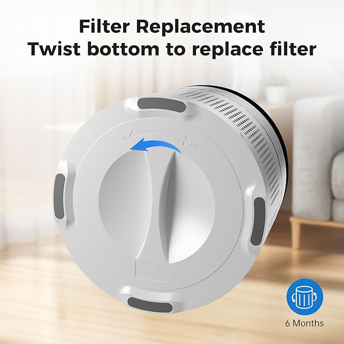 Small Desktop Air Purifier with HEPA Filter for Home and Office, Large Touch Display with Filter Indicator, Timer, Sleep Mode, Covers up to 250 Sq.Ft