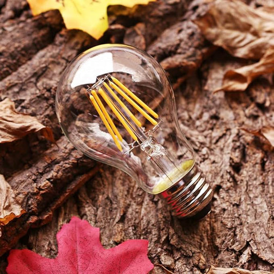 Vintage Edison LED Bulb, Dimmable 6W A19 Antique LED Bulb, 60 Watt Equivalent for Ceiling Fan and Pendant Lighting, E26 Clear Glass Cover, Soft Warm White 2700k, 550LM, Pack of 6