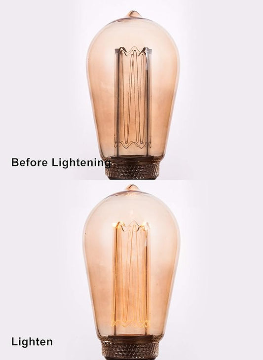 Vintage Edison Light Bulb, Decorative Dimmable LED Bulb, 3.5W Low Lumen Eye-Caring Soft Dim Lighting for Mood(Not Daylight White), Virtual Squirrel Cage Filament, E26 Medium Base, Amber RN ST64
