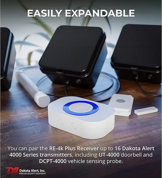 Dakota Alert Wireless Receiver- RE-4k Plus- Up to 1 Mile Operating Range - Compatible with All Dakota Alert 4000 Series Sensors: SBB-4000, DCHT-4000, DCMT-4000, DCPT-4000, and UT-4000 Transmitters