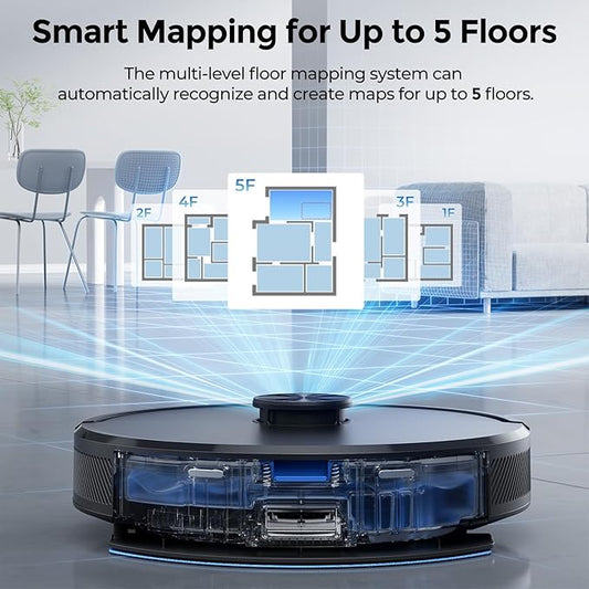 Kilgone Robot Vacuum and Mop Self-Emptying, 6000Pa No-Tangle Suction, LiDAR Multi-Floor Mapping, 90-Day Hands-Free, App, Alexa & Google Assistant for Pet Hair, Carpet & Hard Floor