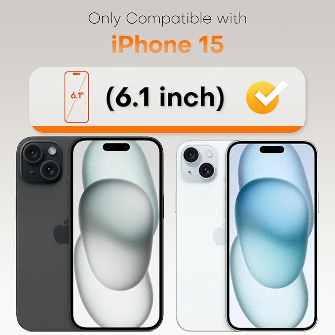 TOCOL Screen Protector Compatible with iPhone 15 6.1", 2 Pack Military Grade Aerospace Tempered Glass 9H+ Hardness 12Ft Shatterproof Drop Protection Sensitive Touch Easy Installation Bubble-Free Anti-Scratch Case Friendly Clear