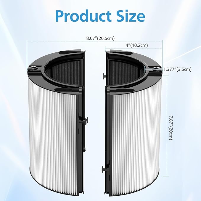 Combi 360°Glass Filter For Dyson HP1 HP2 TP09 TP07 TP06 TP04 TP10 TP7A HP04 HP06 HP07 HP09 HP10 HP4A HP7A PH01 PH02 PH03 PH04 PH3A DP04 PC1 PC2 Air Purifier,HEPA+Activated Carbon Filter #965432-01