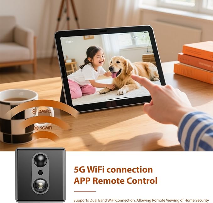 2026 5G 4K Mini Camera WiFi Indoor Home HD Micro Wireless Security Camera, Small Nanny Cam Pet Baby Outdoor Cameras, 100 Days Battery Life 150 angle Night Vision Motion Detection Cloud & SD Storage