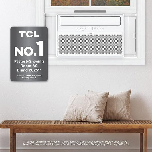 TCL 12000 BTU Q-Series Smart Inverter Window AC with Heat Pump for Up To 550 Sq. Ft., Energy Efficient Air Conditioner Heater Combo, 115V, Works with Remote Control, Smart Home Devices & TCL Home App