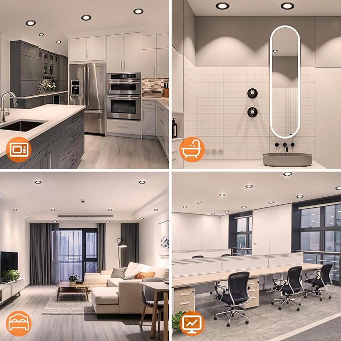inShareplus 2 Inch LED Recessed Lighting, Black Downlight Dimmable 3W (35W Equivalent), 3000K Warm White, CRI80, Recessed Light Fixtures with LED Driver (1 Pack)