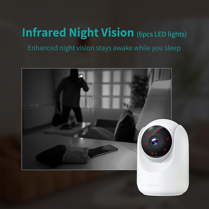 Indoor Security Camera,2.4G WiFi Cameras for Home Security,Pan Tilt 355°View 100°vertical,Motion Detection for Baby&Pet Monitor Dog Camera with PIR,Color Night Vision,2-Way Talk,Cloud/SD,6 IR LED