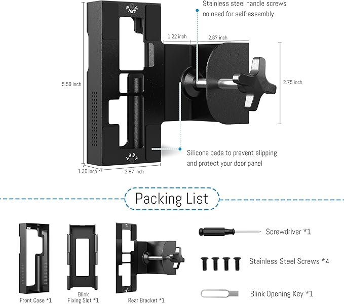 Anti Theft Ring Doorbell Mount - Renter Friendly Ring Doorbell Holder for Apartment Door - All Metal Ring Door Bracket Blink Doorbell Mount No Drill