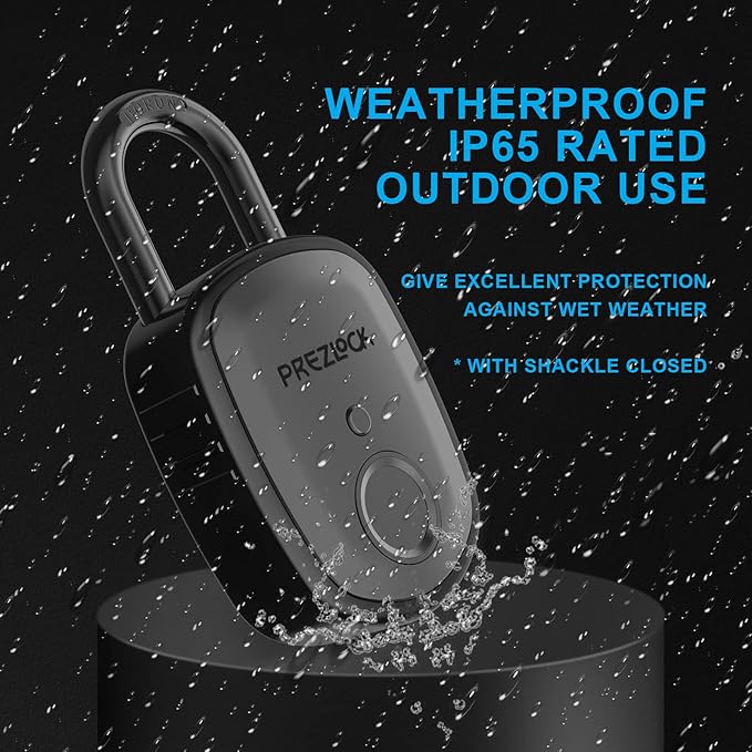 Fingerprint Padlock with Key Backup, 2keys, Smart Padlock with Keyless Biometric, Suitable for Outdoor and Heavy Duty, IP65 Waterproof.