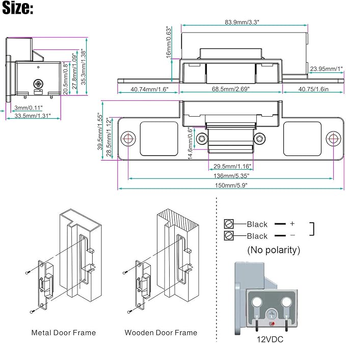 UHPPOTE RF Wireless Remote Access Control with Electric Strike Door Lock | 12V Fail-Secure Striker for Retail Store, Warehouse, Hidden Room