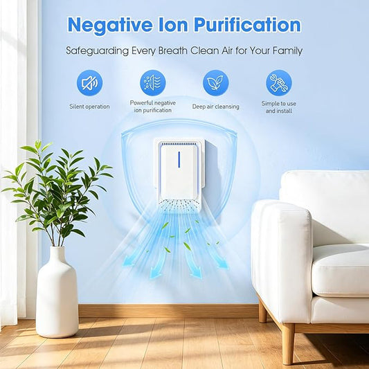 4 Pack Premium Ionic Air Ionizer for Home | Advanced Negative Ion Generator with Sleek Plug-In Design | Silent Negative Ionizer for Bedroom, Kitchen, and Pet Areas