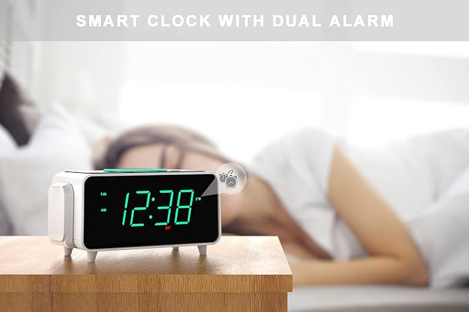 Emerson Smartset Dual Alarm Clock FM Radio with Wireless Charging, Bluetooth Speaker, Ultra Fast Charging for Airpods/iPhone, Foldable Stand, USB Charger, Adjustable LED Glow, ER100501