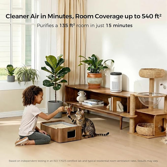 Air Purifier for Bedroom, HEPA Air Purifier for Smoke, Dust, Pollen, Pet Dander, Odor & Hair, Quiet Portable Air Cleaner with Sleep Mode, Covers Up to 540 Sq Ft, AC300 Pro White