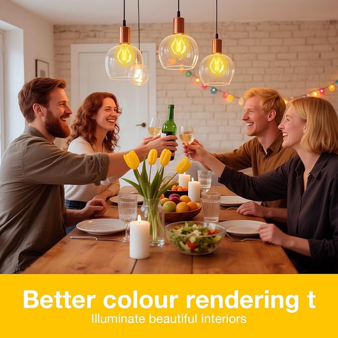 DAYBETTER 6 Pack A19 Vintage LED Edison Bulbs, 60W Equivalent Dimmable LED Bulbs, High Brightness 2700K Warm White, 800 Lumens, 8W E26 Standard Base, CRI80+, Clear Glass Filament Bulb for Living Room