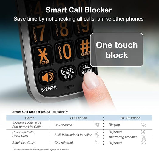 AT&T BL102-3 DECT 6.0 3-Handset Cordless Phone for Home with Answering Machine, Call Blocking, Caller ID Announcer, Audio Assist, Intercom, and Unsurpassed Range, Silver/Black