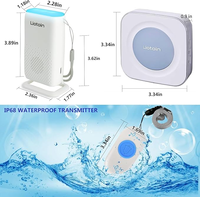 Wireless Caregiver Pager Call Button Alert Button Call Bell for Elderly Patients at Home Nurse Alert System 3 Waterproof Transmitters 1 Portable Receiver 1 plugin Receiver………