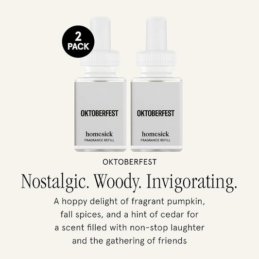 Pura & Homesick Home Scent Refill - Smart Home Air Diffuser Fragrance - Long-Lasting Luxury Scent per Refill - Clean Diffuser Fragrance - Household Essential - 2 Pack, Oktoberfest